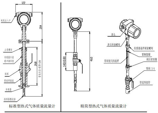 氫氣熱式流量計插入式結(jié)構(gòu)圖