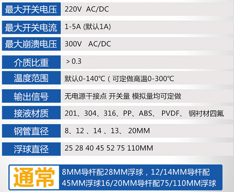 高溫浮球液位計(jì)技術(shù)參數(shù)對(duì)照表